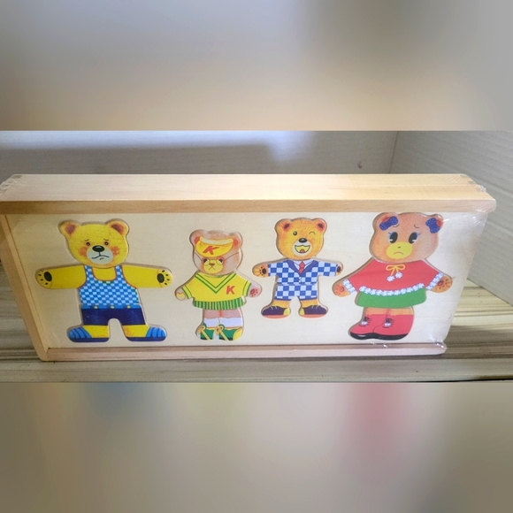unbranded Other - Kids Baby Colorful Wooden Cartoon Bear Dress Changing Clothes Puzz